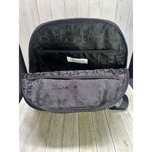 Calvin Klein Backpack Faux Leather Black Zipper Luxury Bag Excellent 13" Tall - Picture 5 of 11